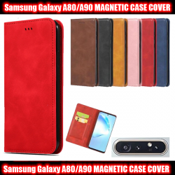 Magnetic Book Cover Case for Samsung A80/A90 Card Wallet Leather Slim Fit Look